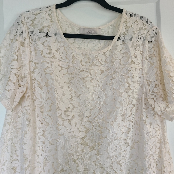 XL lace LOFT blouse top cream romantic 😍 - Picture 7 of 7